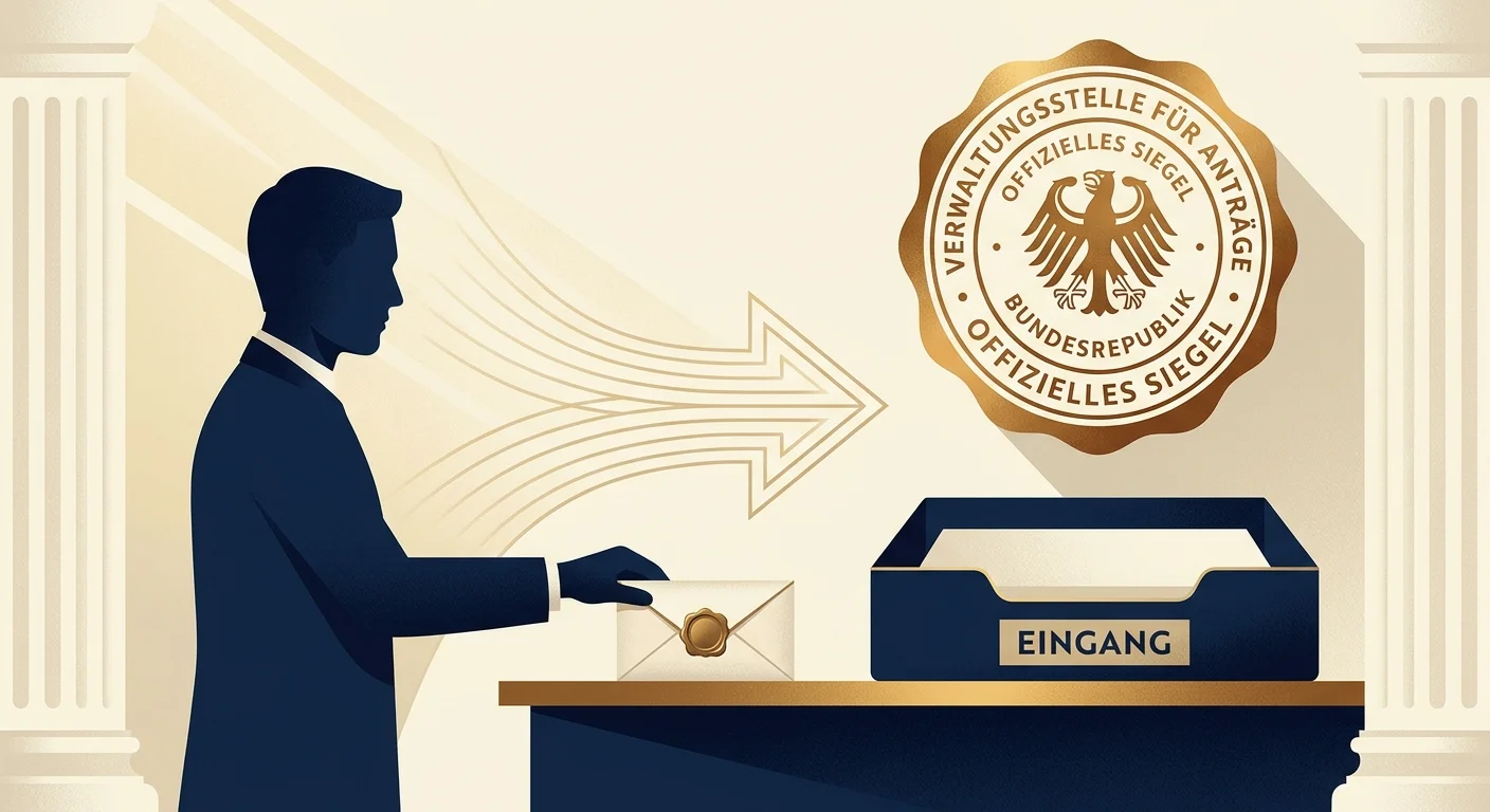 Schematische Visualisierung der Erlaubnispflicht nach Paragraph vier Glücksspielstaatsvertrag mit Pfeil von Antragsteller zur Behörde