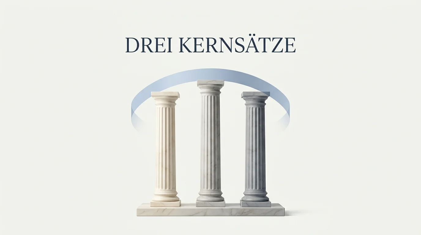 Visualisierung dreier rechtlicher Kernaussagen als nebeneinanderliegende Säulen mit den Stichworten Verbot, Nichtigkeit und kein Rechtsmissbrauch