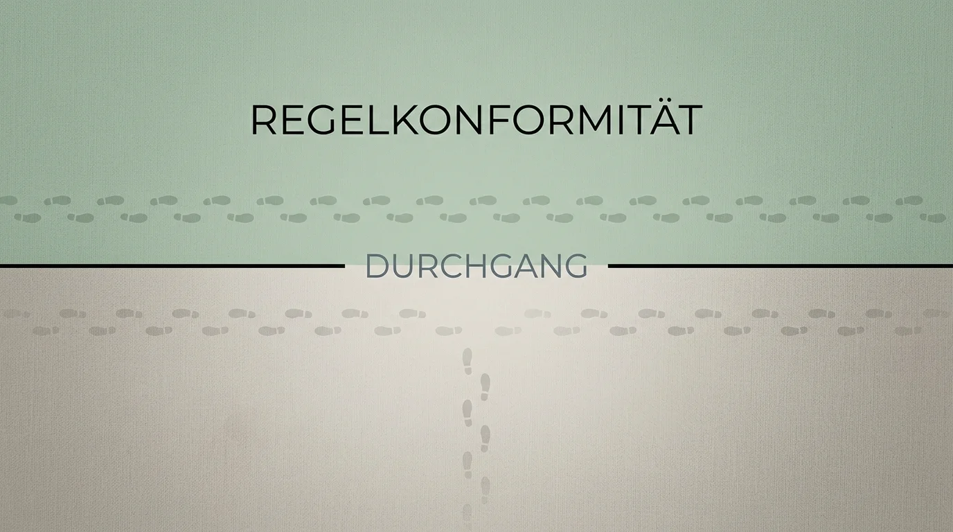 Stilisierte Darstellung einer klaren horizontalen Linie zwischen zwei unterschiedlich gefärbten Bereichen, die regelkonforme und nicht regelkonforme Pfade voneinander abgrenzt