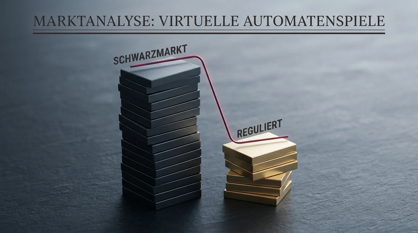 Diagramm zur Verteilung der Online-Automatenspiel-Umsätze in Deutschland mit dominantem Schwarzmarktanteil von über 80 Prozent gegenüber dem legalen GGL-Segment